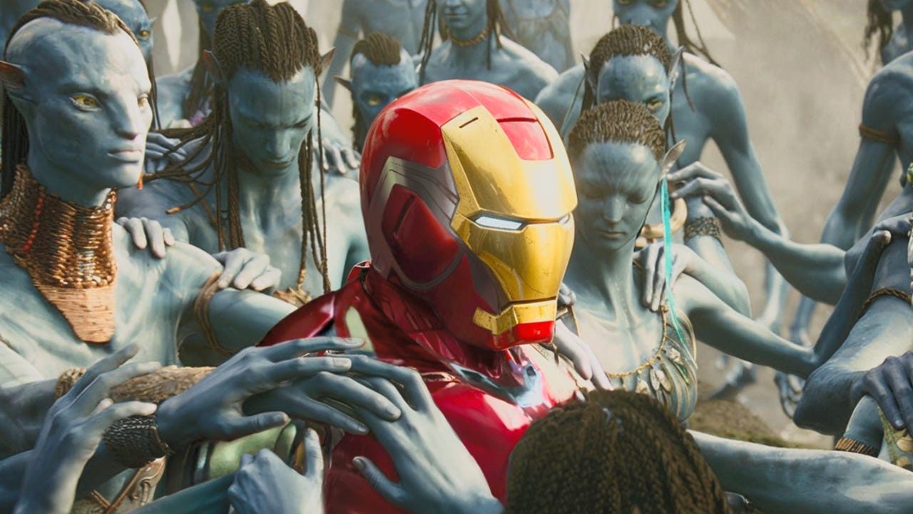 James Cameron'ın paylaştığı, Iron Man'i Avatar'ın Na'vi halkının arasında gösteren görsel